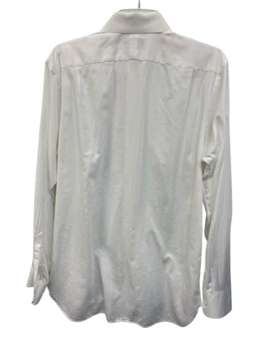 Quince Size L White Cotton Solid Button Up Spread Collar Men's Long Sleeve Shirt White / L