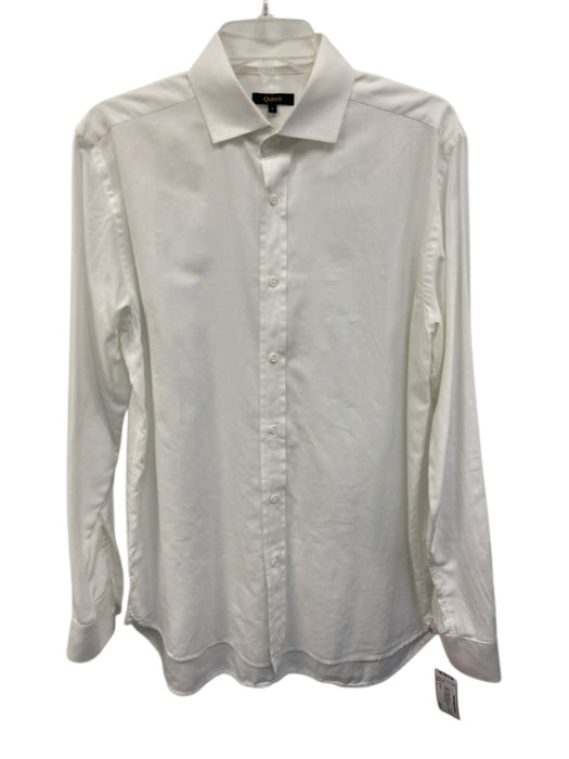Quince Size L White Cotton Solid Button Up Spread Collar Men's Long Sleeve Shirt White / L