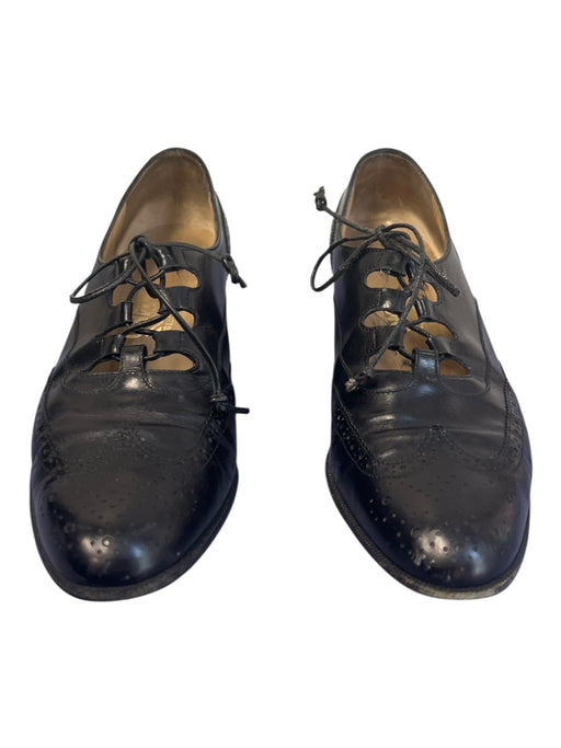 Salvatore Ferragamo Shoe Size 6.5 Black Leather Pointed Toe Block Heel Shoes Black / 6.5