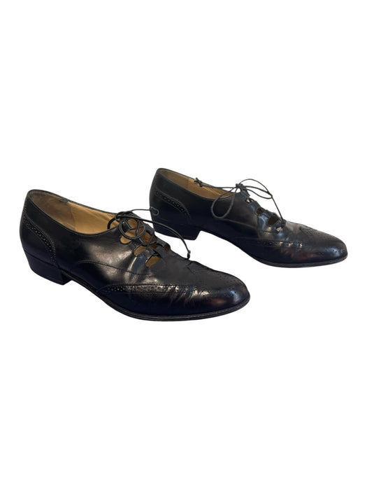 Salvatore Ferragamo Shoe Size 6.5 Black Leather Pointed Toe Block Heel Shoes Black / 6.5