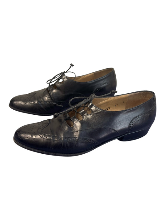 Salvatore Ferragamo Shoe Size 6.5 Black Leather Pointed Toe Block Heel Shoes Black / 6.5