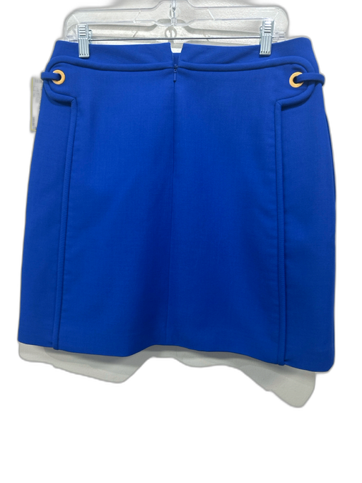 Tory Burch Size 10 Blue Polyester & Wool Knee Length Panel Detail Back Zip Skirt Blue / 10