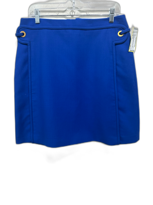 Tory Burch Size 10 Blue Polyester & Wool Knee Length Panel Detail Back Zip Skirt Blue / 10