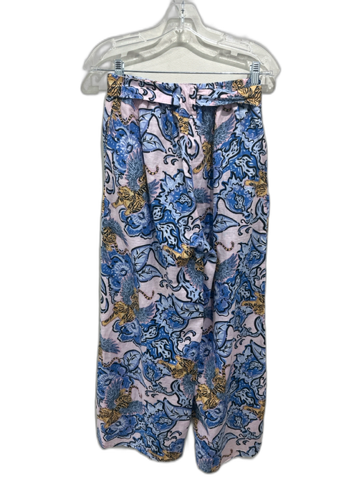 Las Surenas Size L Pink, Blue, Orange Linen & Cotton Elastic Waist Pant Set Pink, Blue, Orange / L