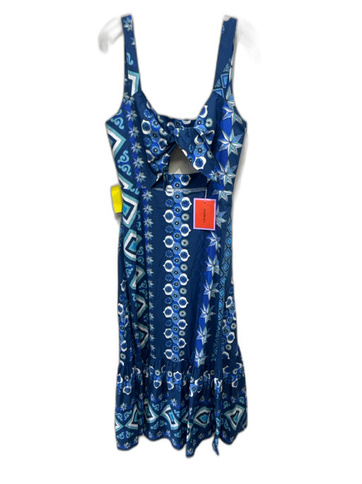 Double J Size L Blue, White, Green Cotton Maxi All Over Print Sleeveless Dress Blue, White, Green / L
