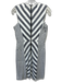 Milly Size 6 White & Gray Viscose Striped Sleeveless Back Zip Below knee Dress White & Gray / 6