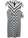 Milly Size 6 White & Gray Viscose Striped Sleeveless Back Zip Below knee Dress White & Gray / 6
