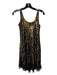 Scala Size 4 Black & Gold Nylon Round Neck Sleeveless Sequin Semi Sheer Dress Black & Gold / 4