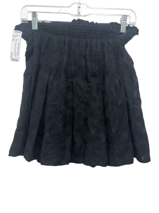 Buru Size XS Black Polyester Blend Elastic Waist Floral Embroidery Pockets Skirt Black / XS