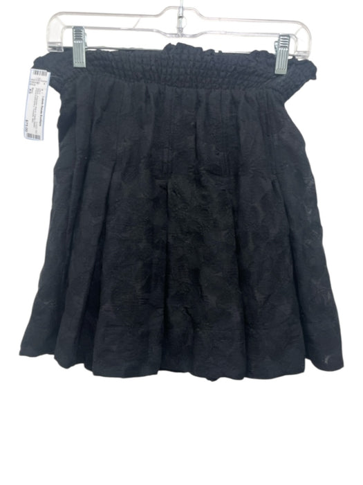 Buru Size XS Black Polyester Blend Elastic Waist Floral Embroidery Pockets Skirt Black / XS
