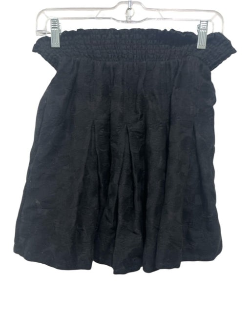Buru Size XS Black Polyester Blend Elastic Waist Floral Embroidery Pockets Skirt Black / XS