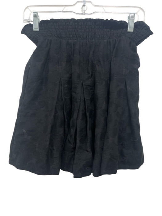 Buru Size XS Black Polyester Blend Elastic Waist Floral Embroidery Pockets Skirt Black / XS