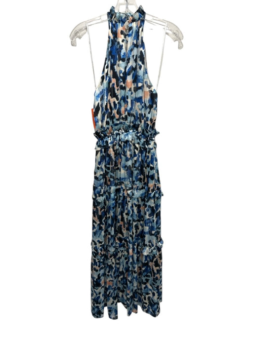Elliatt Size XS Beige, Blue & Black Polyester Blend Metallic Thread Dress Beige, Blue & Black / XS