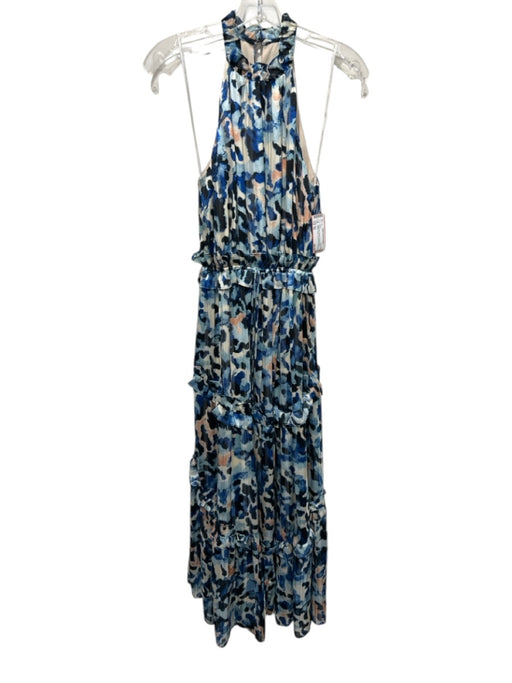 Elliatt Size XS Beige, Blue & Black Polyester Blend Metallic Thread Dress Beige, Blue & Black / XS
