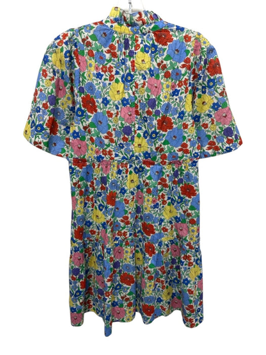 Tuckernuck Size XS White & Multi Cotton Floral Short Sleeve Notch Neck Dress White & Multi / XS