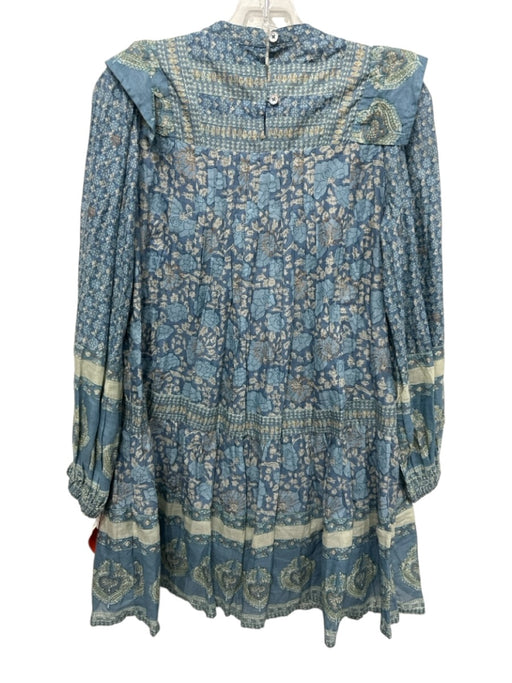 Sea New York Size XS Mixed Blues Cotton Floral Long Balloon Sleeve Dress Mixed Blues / XS