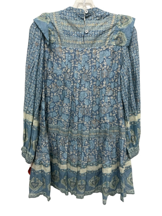 Sea New York Size XS Mixed Blues Cotton Floral Long Balloon Sleeve Dress Mixed Blues / XS