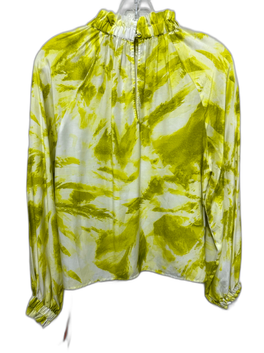 Marie Oliver Size XS White & yellow Rayon & Silk Abstract Print Elastic Neck Top White & yellow / XS