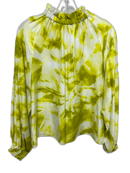 Marie Oliver Size XS White & yellow Rayon & Silk Abstract Print Elastic Neck Top White & yellow / XS