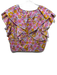 Sur La Vague Size S Pink, Purple & Orange Cotton Floral Ruffle Cap Sleeve Top Pink, Purple & Orange / S
