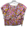 Sur La Vague Size S Pink, Purple & Orange Cotton Floral Ruffle Cap Sleeve Top Pink, Purple & Orange / S