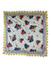 Tory Burch Cream White & Multi Silk Twill Floral Zig Zag Fringe Square scarf Cream White & Multi