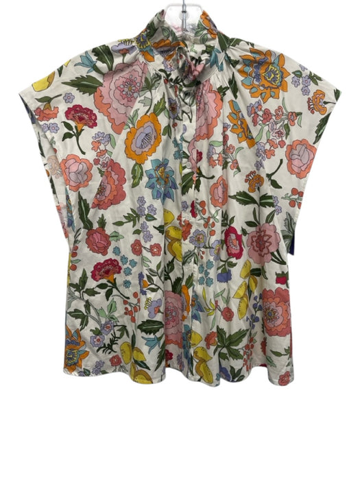 CROSBY by Mollie Burch Size XS White & Multi Cotton Blend Floral Button Down Top White & Multi / XS
