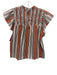 Marie Oliver Size XS Orange, White & Navy Silk & Cotton Striped Smocked Top Top Orange, White & Navy / XS
