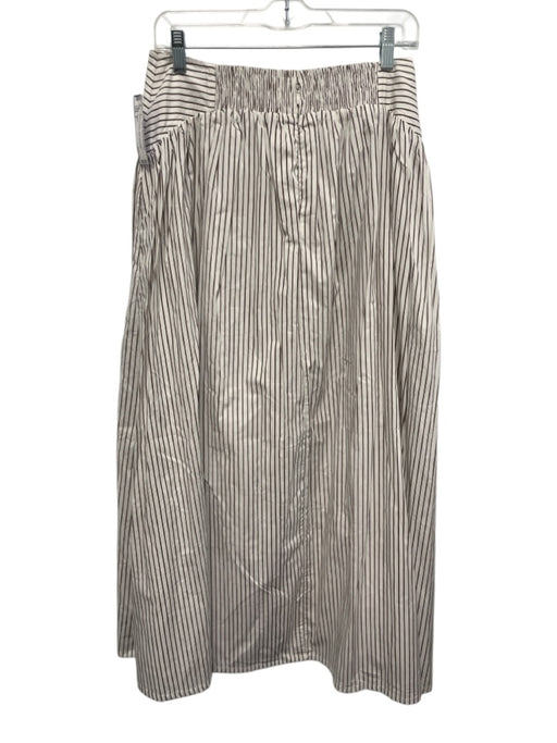 Parker Size S White & Brown Cotton Pin Stripe Smocked Back Maxi Skirt White & Brown / S