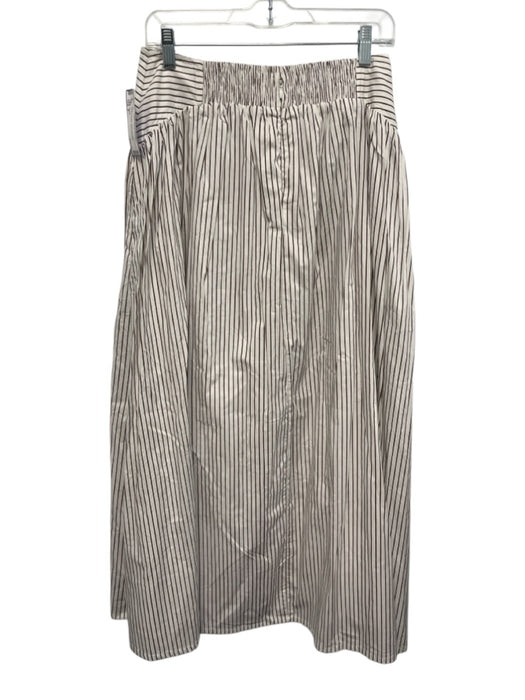 Parker Size S White & Brown Cotton Pin Stripe Smocked Back Maxi Skirt White & Brown / S