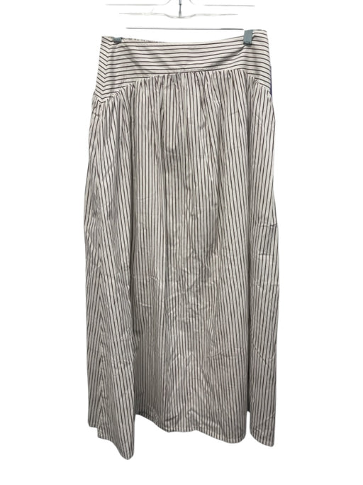 Parker Size S White & Brown Cotton Pin Stripe Smocked Back Maxi Skirt White & Brown / S