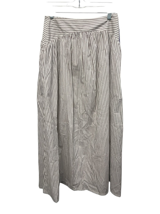 Parker Size S White & Brown Cotton Pin Stripe Smocked Back Maxi Skirt White & Brown / S