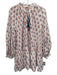 Ophelia & Indigo Size S/M White, Pink & Blue Cotton Floral V Neck Dress White, Pink & Blue / S/M