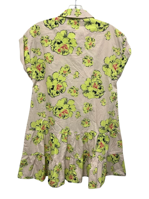 Maeve Size XS Beige, Green & Multi Cotton Short Cap Sleeve Floral Collar Dress Beige, Green & Multi / XS