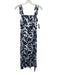 Adelyn Rae Size S White & Navy Blue Cotton Floral Tie Straps Textured Dress White & Navy Blue / S