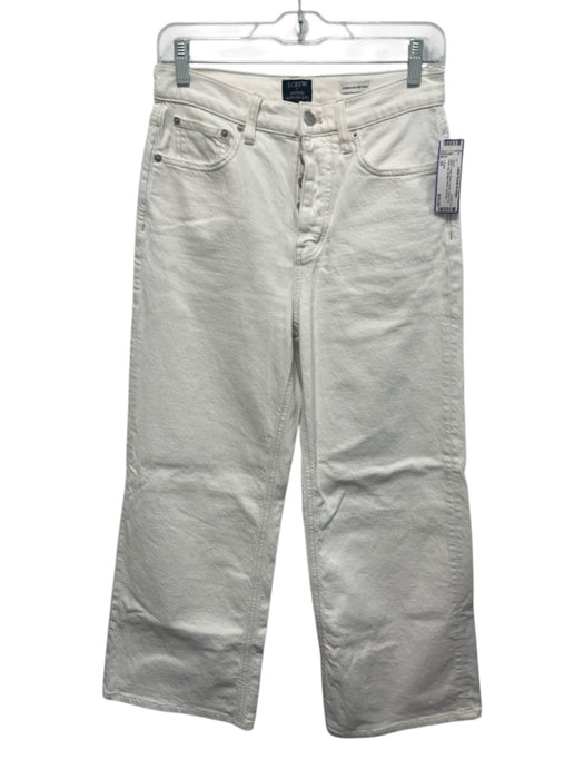 J. Crew Size 25 White Cotton Blend Denim Button Fly Wide Leg Vintage Wash Jeans White / 25