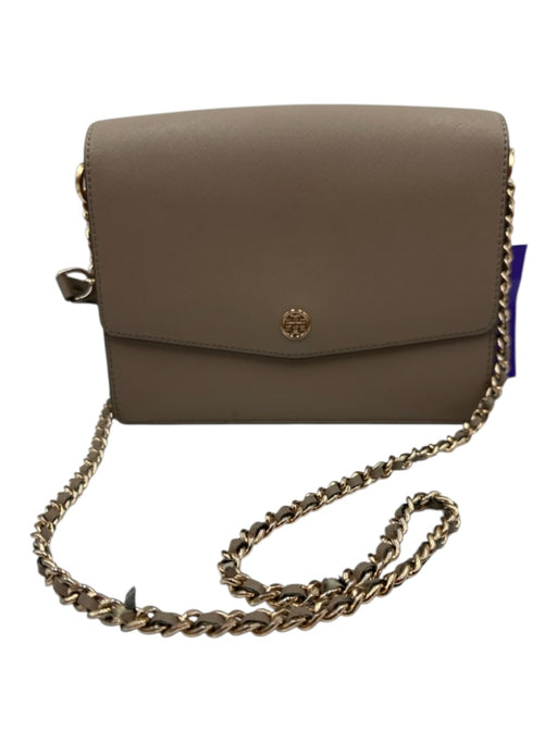 Tory Burch Taupe Brown Saffiano Leather Magnetic Closure Envelope Chain Bag Taupe Brown / S