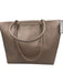Longchamp Taupe Brown Coated Canvas Double Handle Snap Closure Zip Top Tote Bag Taupe Brown / L