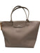 Longchamp Taupe Brown Coated Canvas Double Handle Snap Closure Zip Top Tote Bag Taupe Brown / L