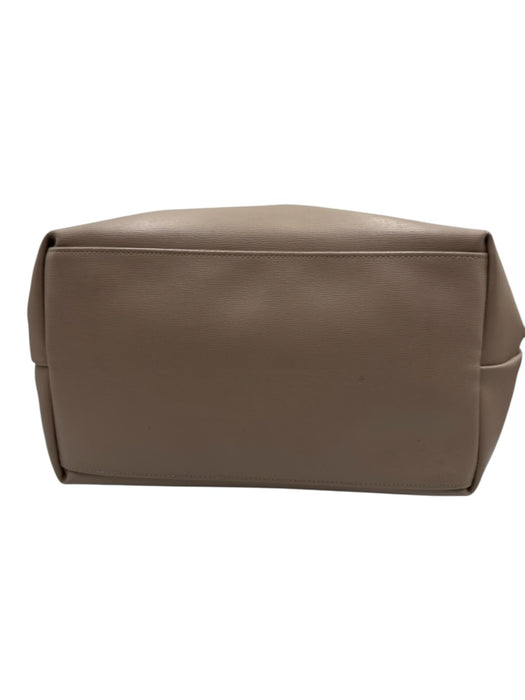 Longchamp Taupe Brown Coated Canvas Double Handle Snap Closure Zip Top Tote Bag Taupe Brown / L