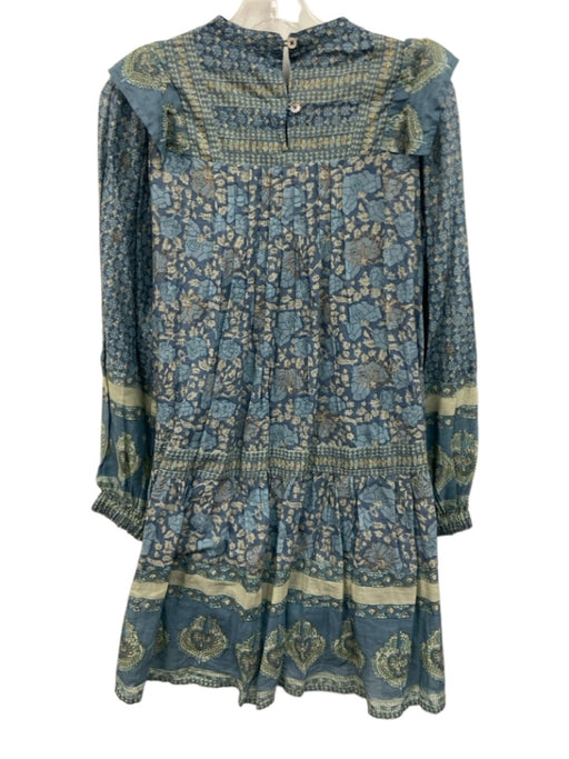 Sea New York Size XS Mixed Blues Cotton Long Balloon Sleeve Floral Dress Mixed Blues / XS