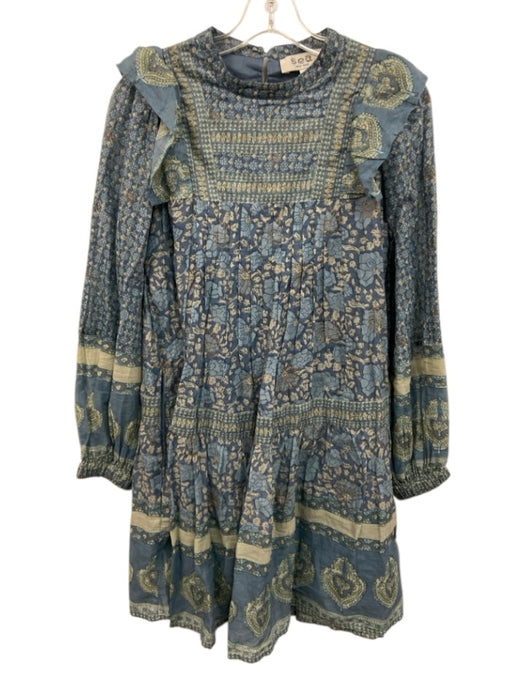 Sea New York Size XS Mixed Blues Cotton Long Balloon Sleeve Floral Dress Mixed Blues / XS