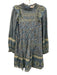 Sea New York Size XS Mixed Blues Cotton Long Balloon Sleeve Floral Dress Mixed Blues / XS