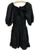 Cleobella Size XS Black Cotton Short Puff Sleeve Shirred Pleated Tiered Dress Black / XS