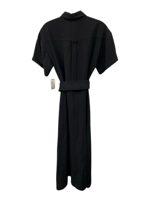 Tuckernuck Size XS Black Rayon Blend Short Sleeve Half Button Patch Pocket Dress Black / XS