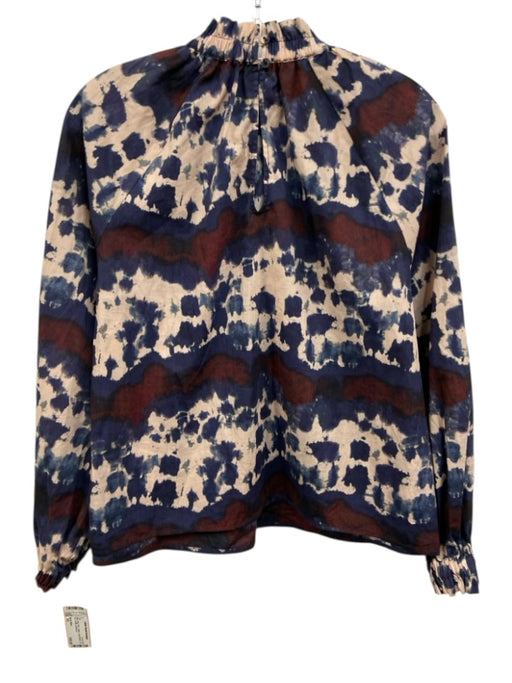 Marie Oliver Size XS Blue, Red, Pink Cotton Long Sleeve Tie Dye Ruffle Top Blue, Red, Pink / XS