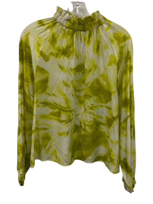 Marie Oliver Size XS Yellow Green Silk Blend Long Sleeve Abstract Print Top Yellow Green / XS