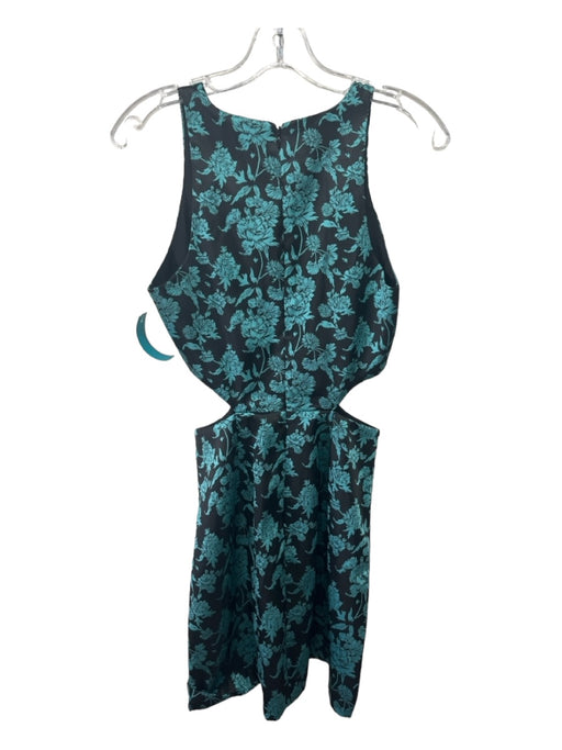 Hutch Size 2 Teal & Black Polyester Sleeveless Floral Cut Out Knee Dress Teal & Black / 2