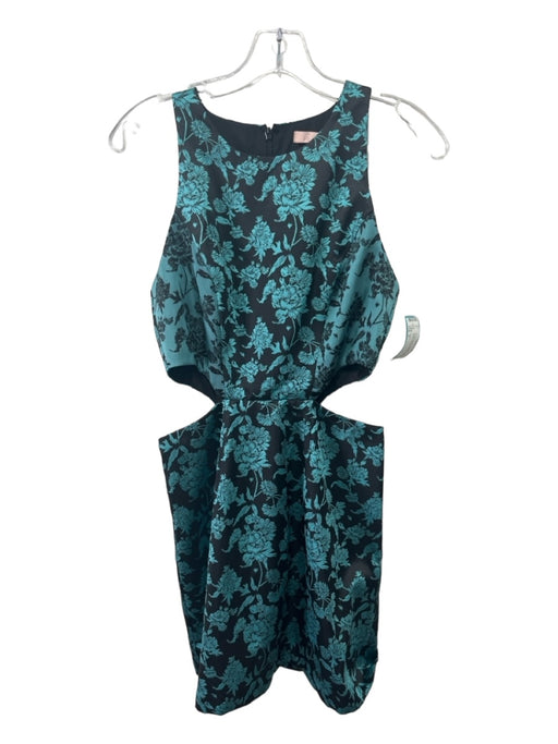 Hutch Size 2 Teal & Black Polyester Sleeveless Floral Cut Out Knee Dress Teal & Black / 2