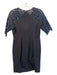 Rebecca Taylor Size 6 Black Rayon Blend Round Neck Lace Detail Back Zip Dress Black / 6